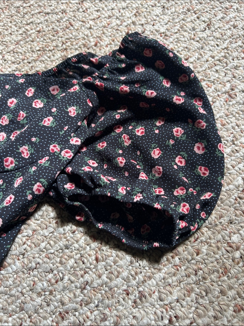 Cider Black Mini Dress with Pink Floral Print - Picture 6 of 10